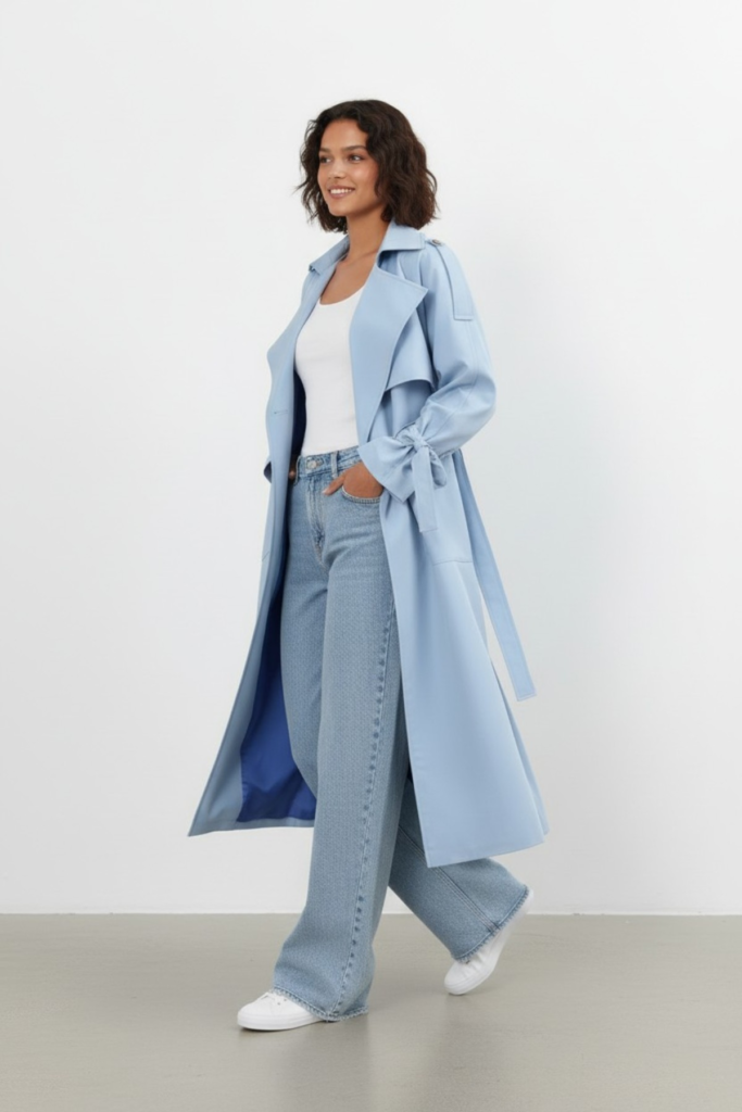 Cep Detaylı Oversize Trençkot