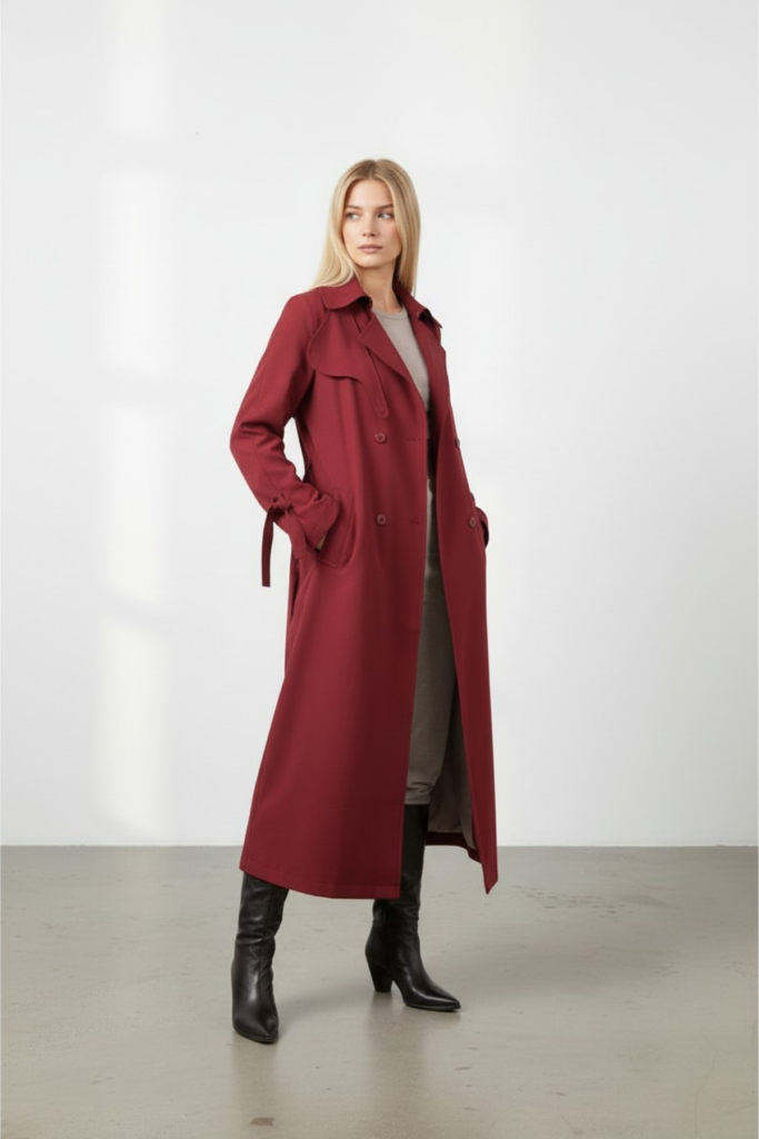 Omuz Detaylı Oversize Trençkot