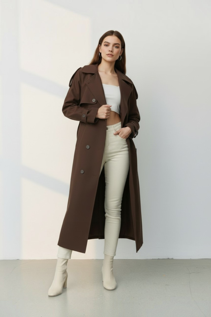 Düğme Detaylı Oversize Trençkot
